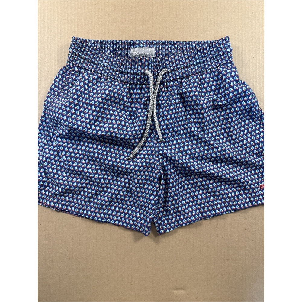 Le Club Mens Swim Trunks Size M Blue Sailboats Pattern‎ Beach Swim, Liner